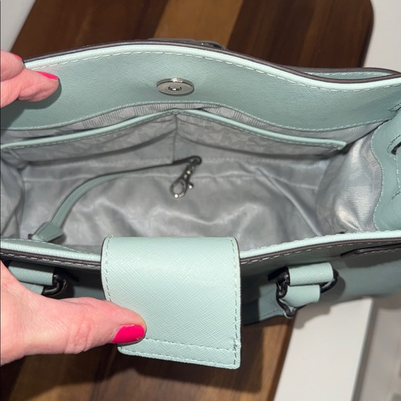NWOT Authentic Michael Kors Hamilton East West Celadon Satchel - Picture 11 of 13